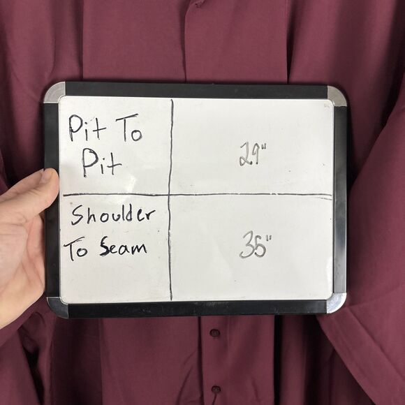 Shaquille O’neal XLG Mens Burgundy Long Sleeve Button Up Shirt Sz 18.5 35/36 NWT - Picture 6 of 6